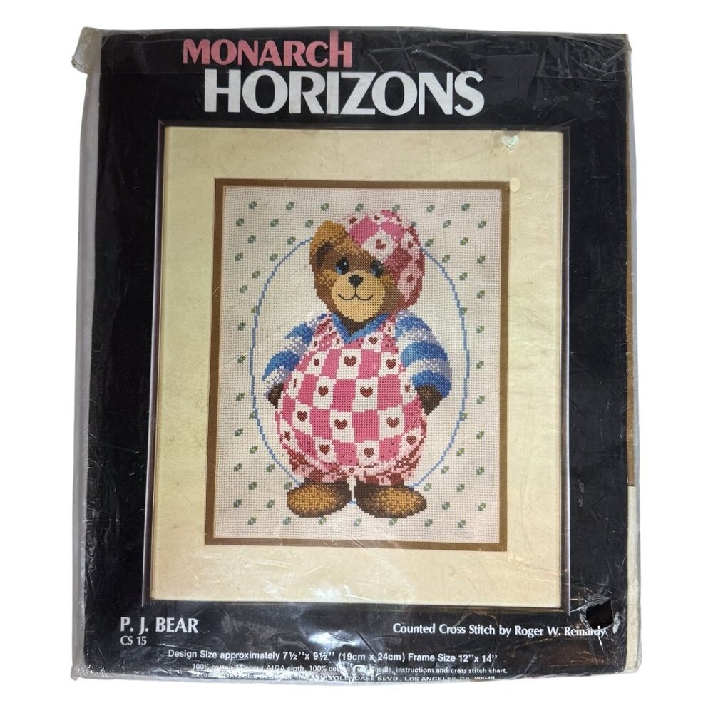 Vintage Monarch Horizons PJ Bear Counted Cross Stitch Kit CS15 1984 Needlework